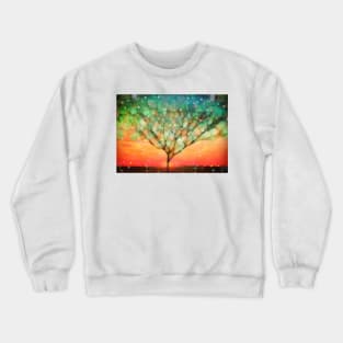 Single tree and sparkles rain Crewneck Sweatshirt